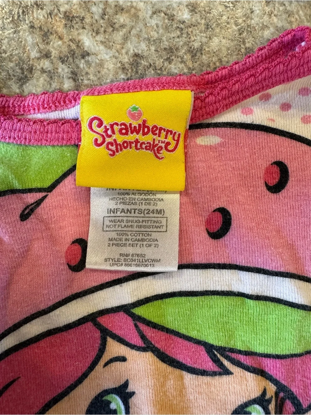 Girls' Pink Strawberry Character Pajama Set